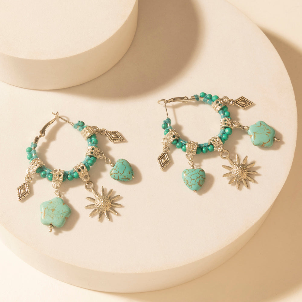 Sunchrome Charm Hoop Earrings in Bloom Blue