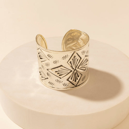 Nomad Glyph Cuff in Mesa Silver
