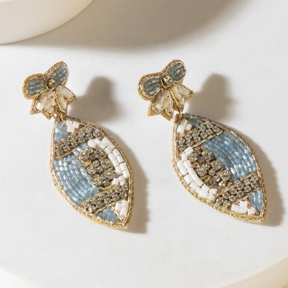 Crystal Bloom Earrings in Twilight Blue