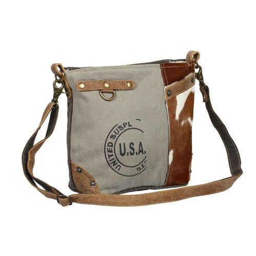 Usa Stamp Hairon Pocket Shoulder Bag - Myra Bags
