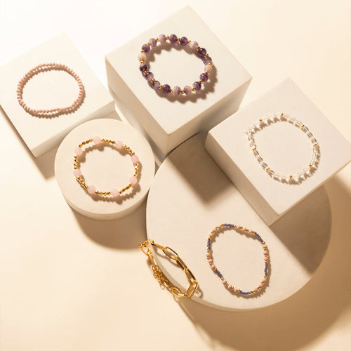 Amethyst Trail Stack Bracelet in Desert Orchid