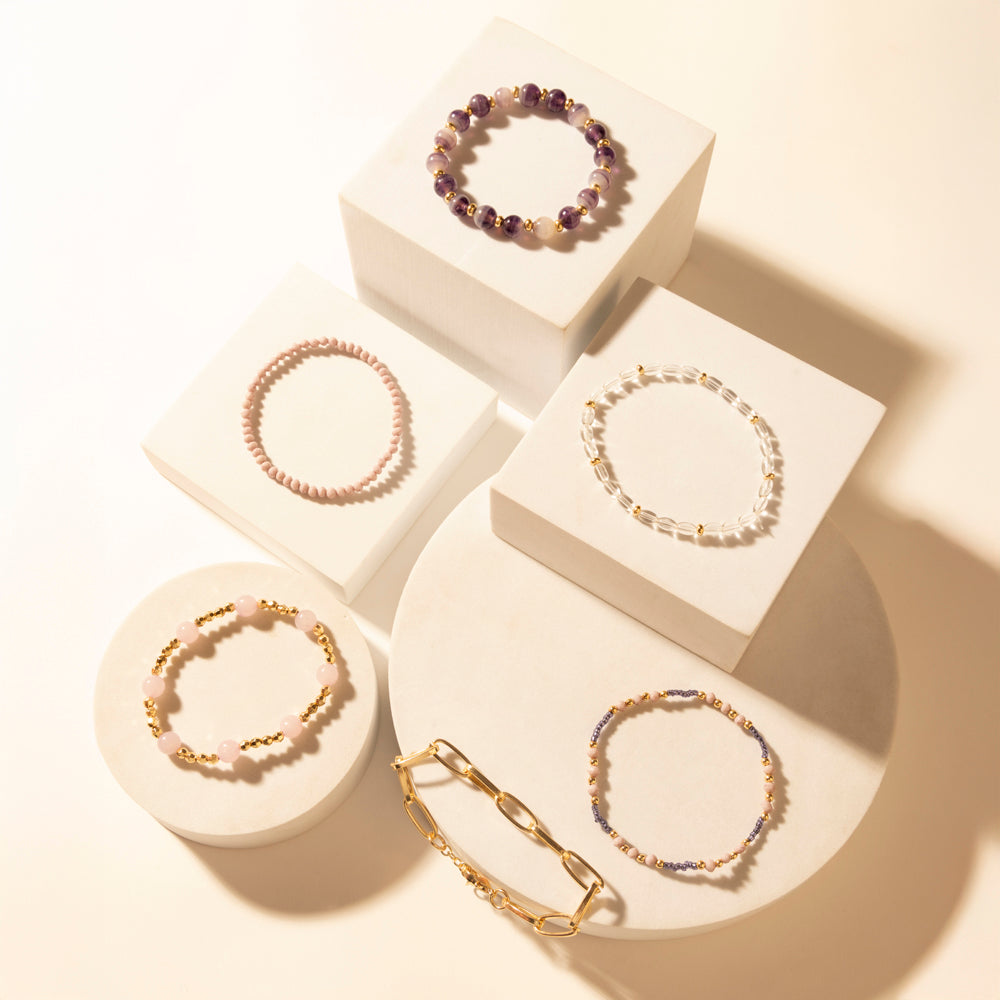 Amethyst Trail Stack Bracelet in Desert Orchid