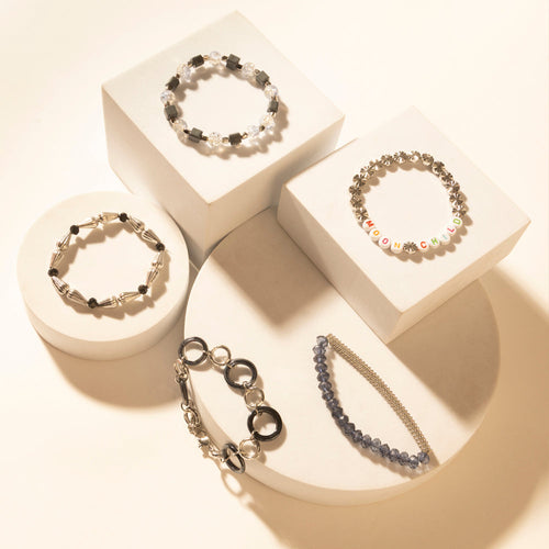 Iron Moon Stack Bracelet in Blue Forge