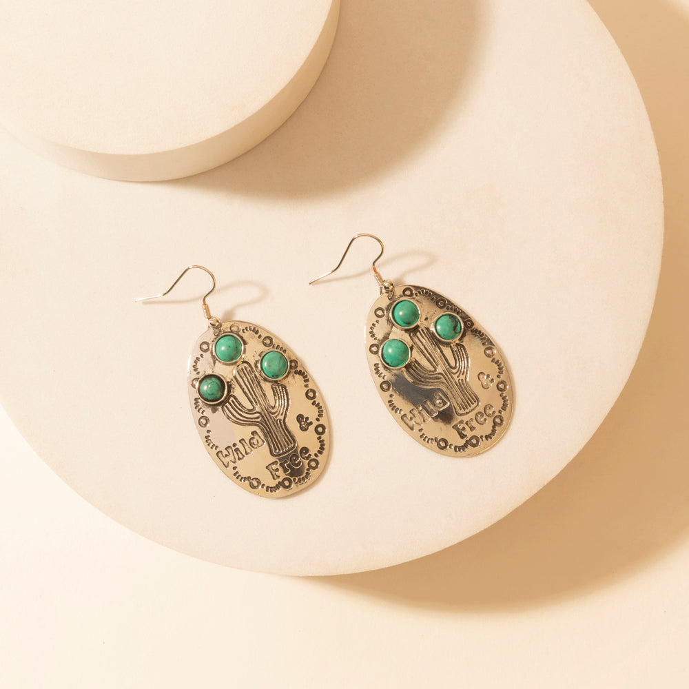Wild Saguaro Earrings in Moon Silver