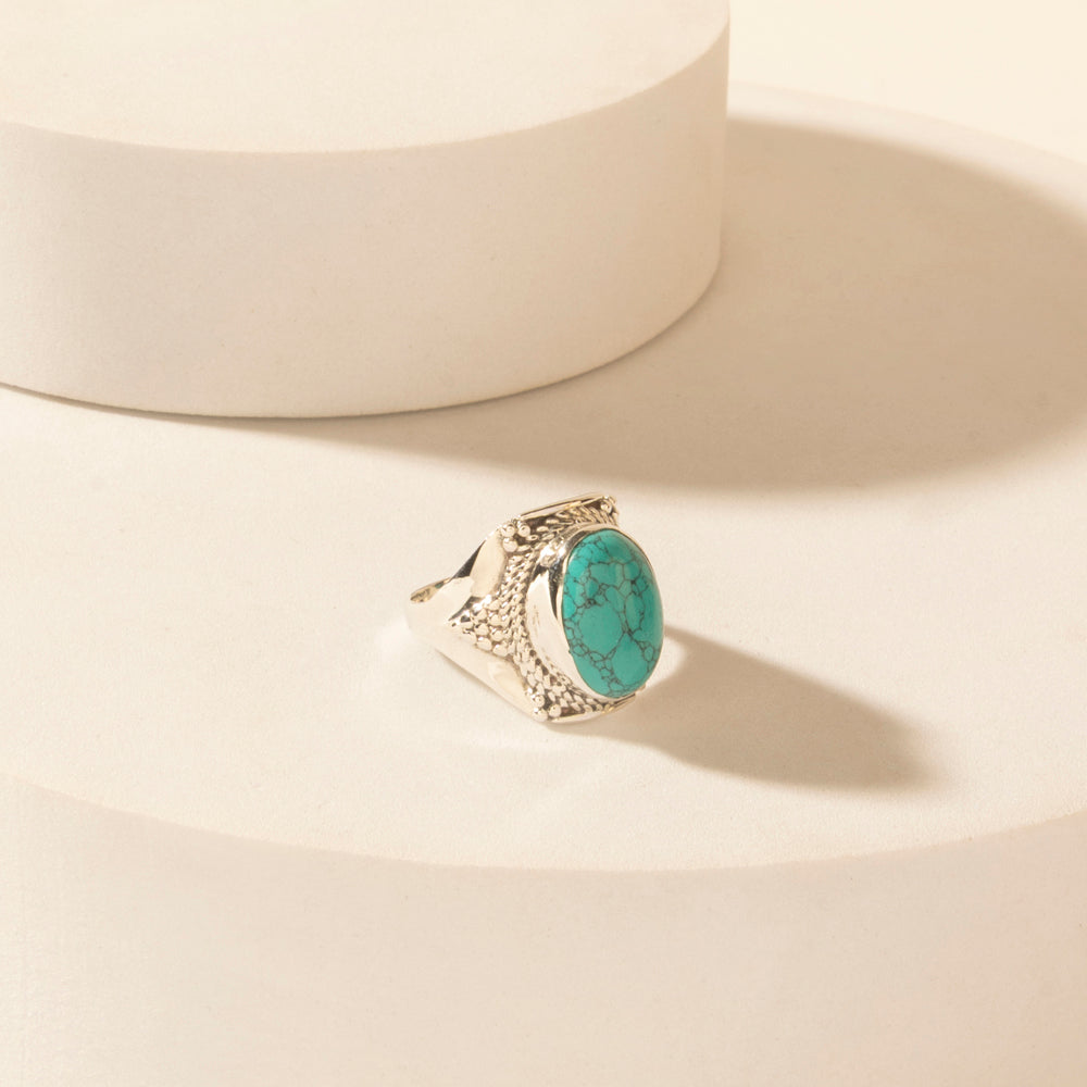Moonstrike Sterling Silver Ring in Arena Teal