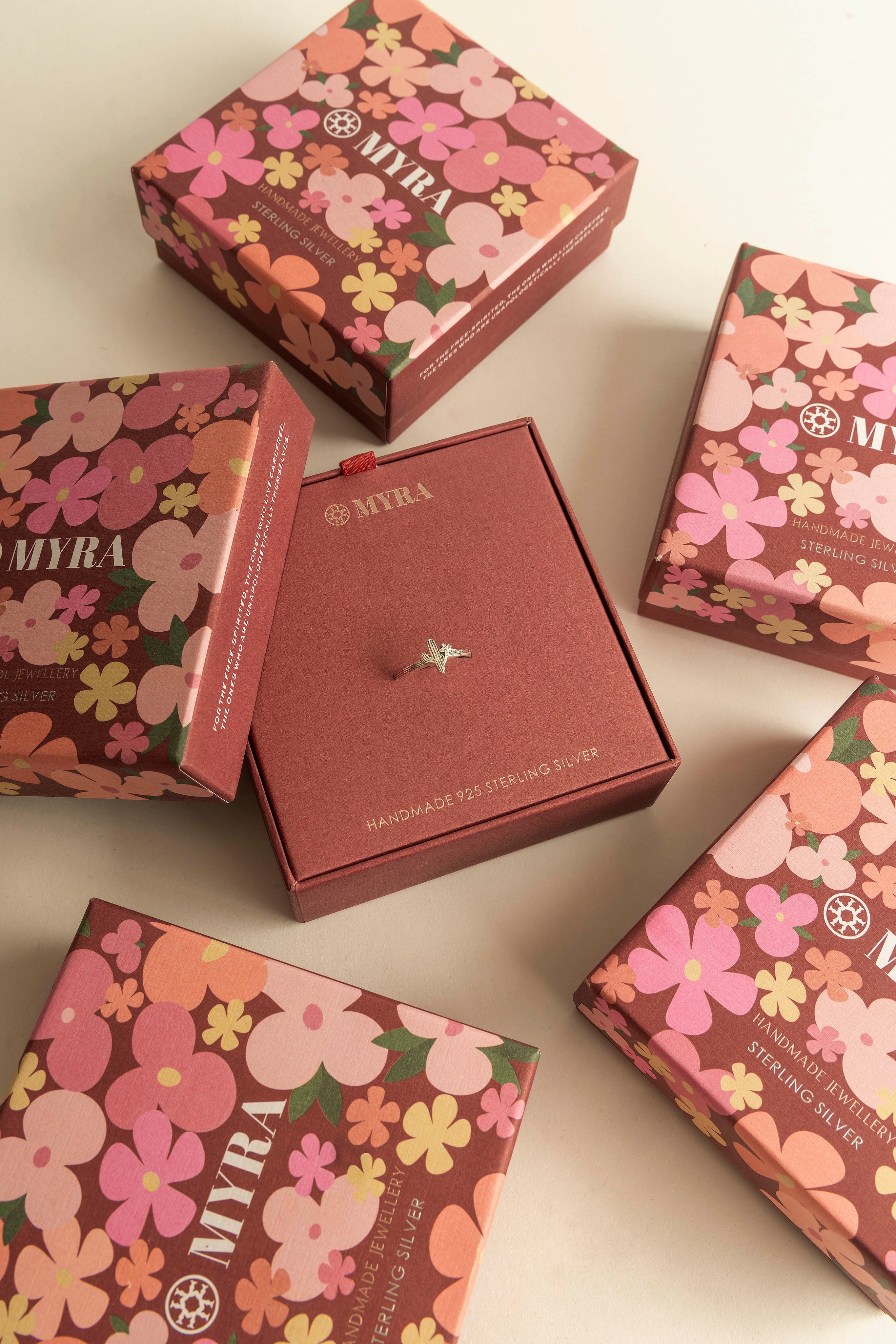 Cactus Dawn Sterling Silver Ring in Nickel Glow