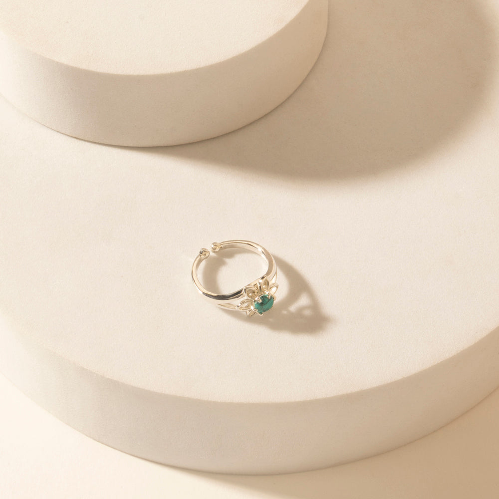 Skybud Halo Sterling Silver Ring in Sage Blue