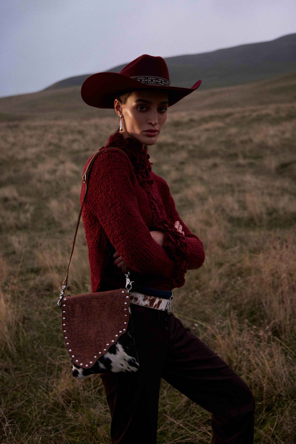 Myra Stonebrook Canvas & Hairon Bag in Spotted Ivory