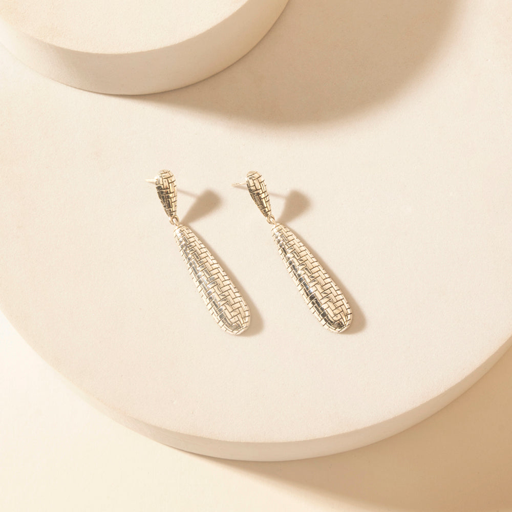 Lariat Mesh Sterling Silver Earrings in Dusty Chrome