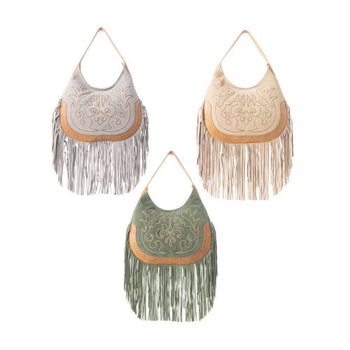 Sage Whisper Fringe Leather Bag Variant Combo