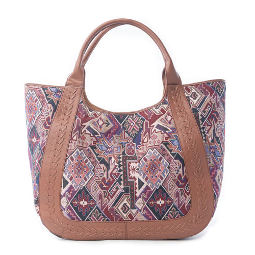 Savannah Moon Jacquard Tote Bag in Plum Shadow