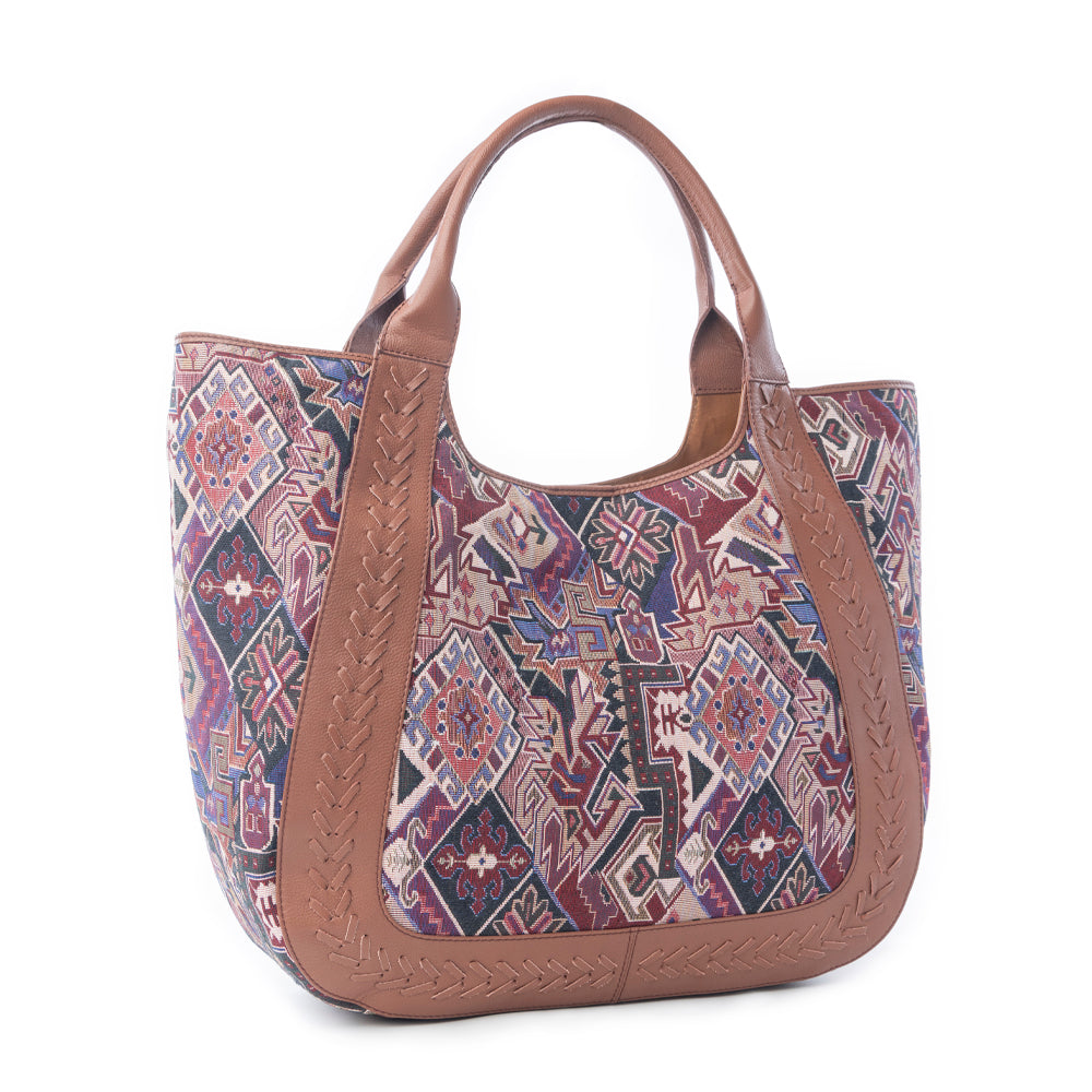 Savannah Moon Jacquard Tote Bag in Plum Shadow