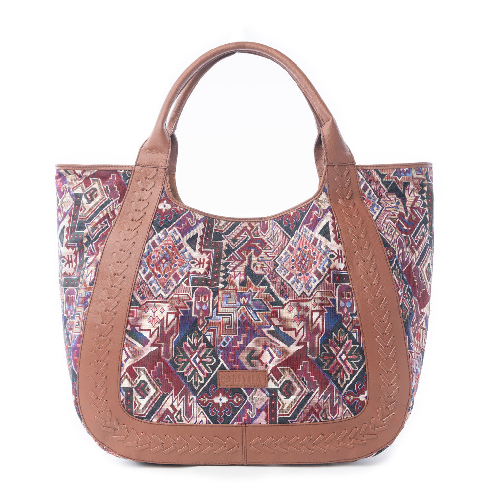 Savannah Moon Jacquard Tote Bag in Plum Shadow