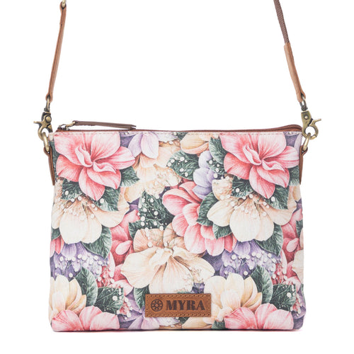 Wildflower Trail Cotton & Leather Crossbody Bag in Vintage Rose
