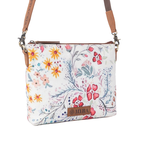 Wildflower Trail Cotton & Leather Crossbody Bag in Spring Sand