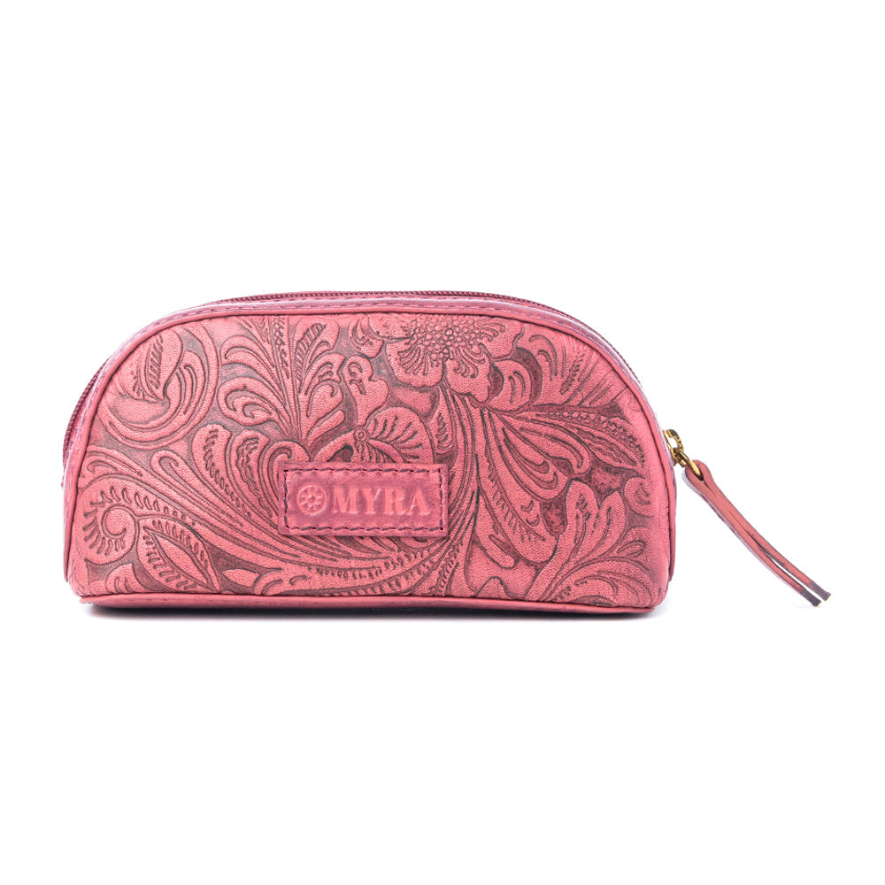 Rosewood Embossed Leather Multi-pouch in Prairie Pink