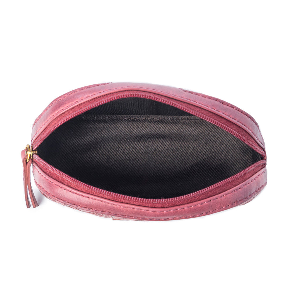 Rosewood Embossed Leather Multi-pouch in Prairie Pink