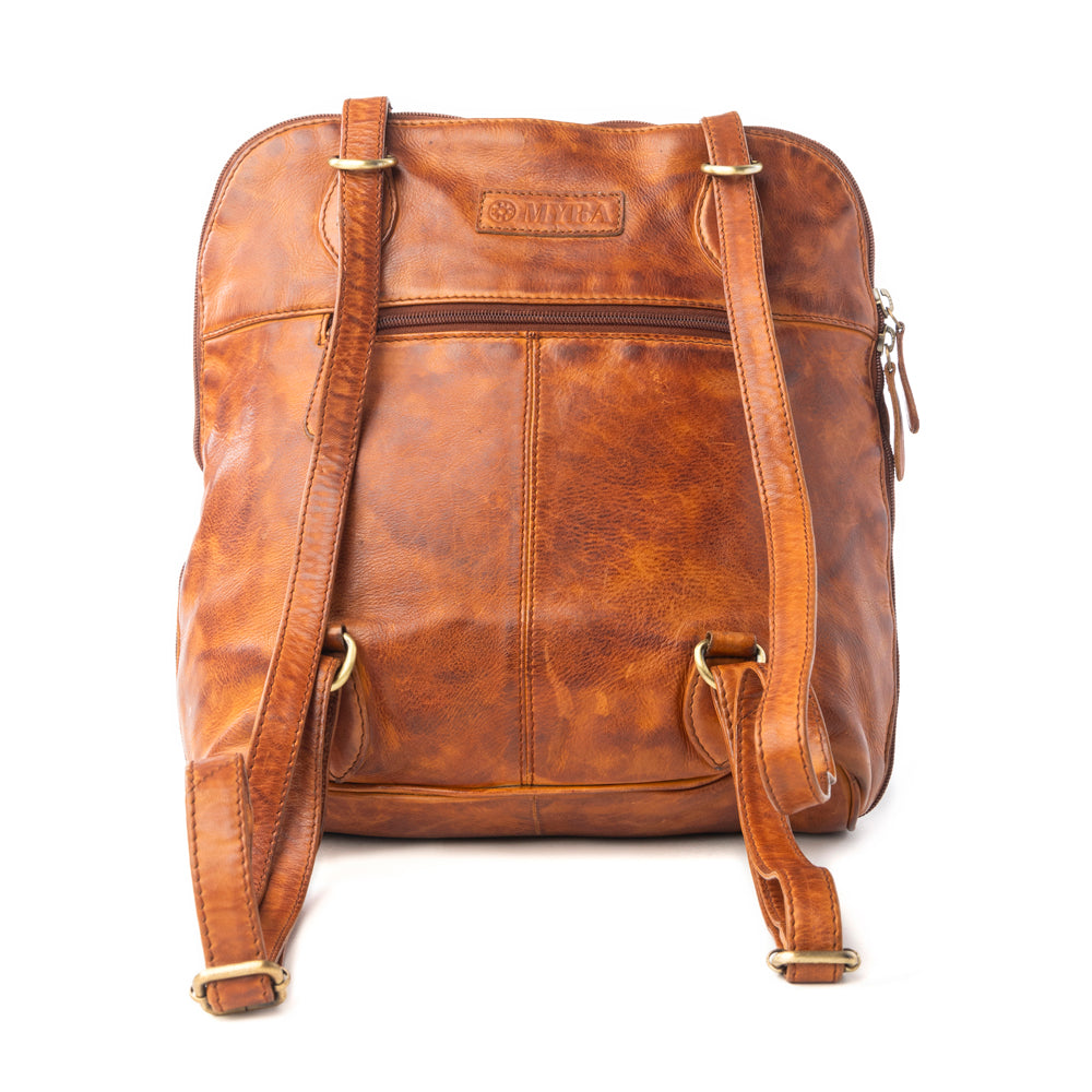 Hearthfire Buckled Genuine Leather Bag in Cognac Brown