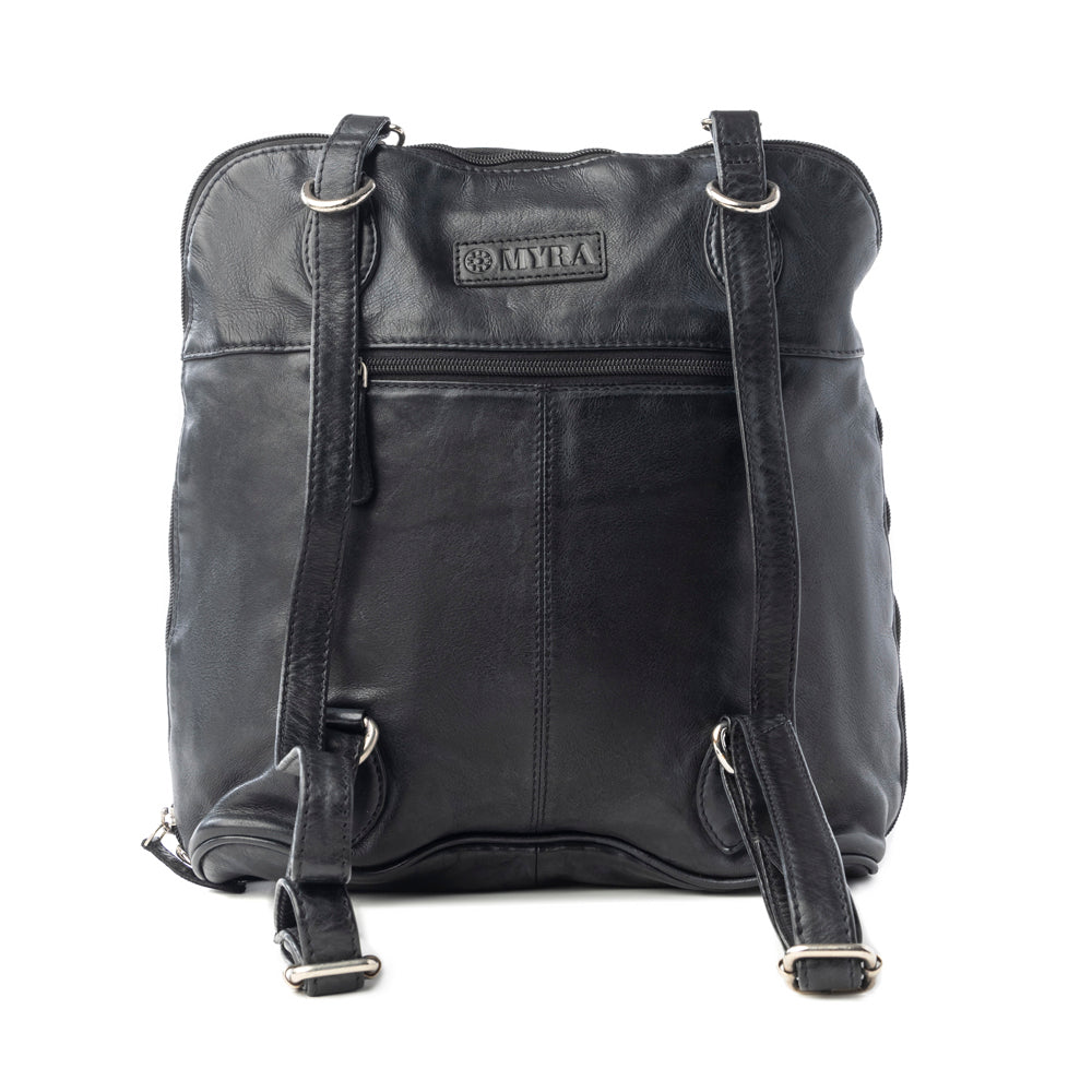 Stormrider Buckled Genuine Leather Bag in Shadow Black