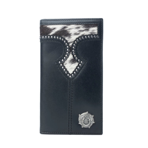 Frontier Mark Hairon Leather Wallet for Men in Dusthorn Black