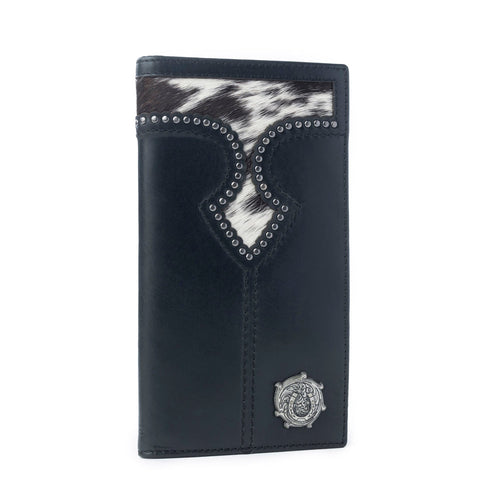Frontier Mark Hairon Leather Wallet for Men in Dusthorn Black