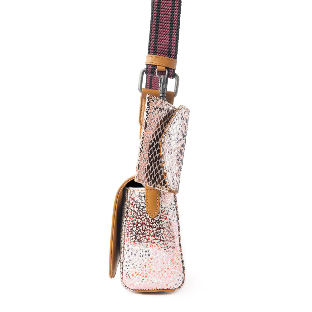 Elysian Charm Leather Shoulder Bag in Onyx Snake Print