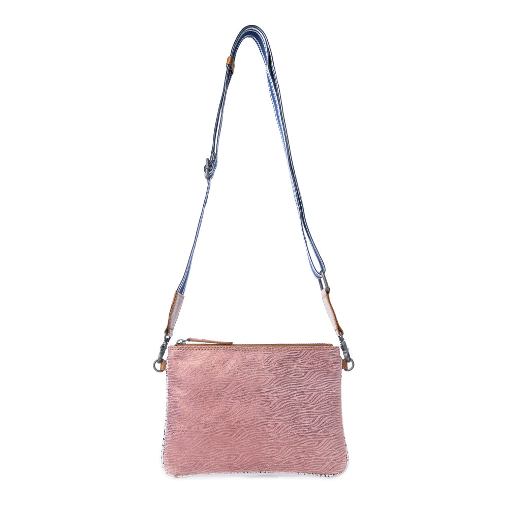 Rosette Trail Leather Bag in Mauve Snake Print