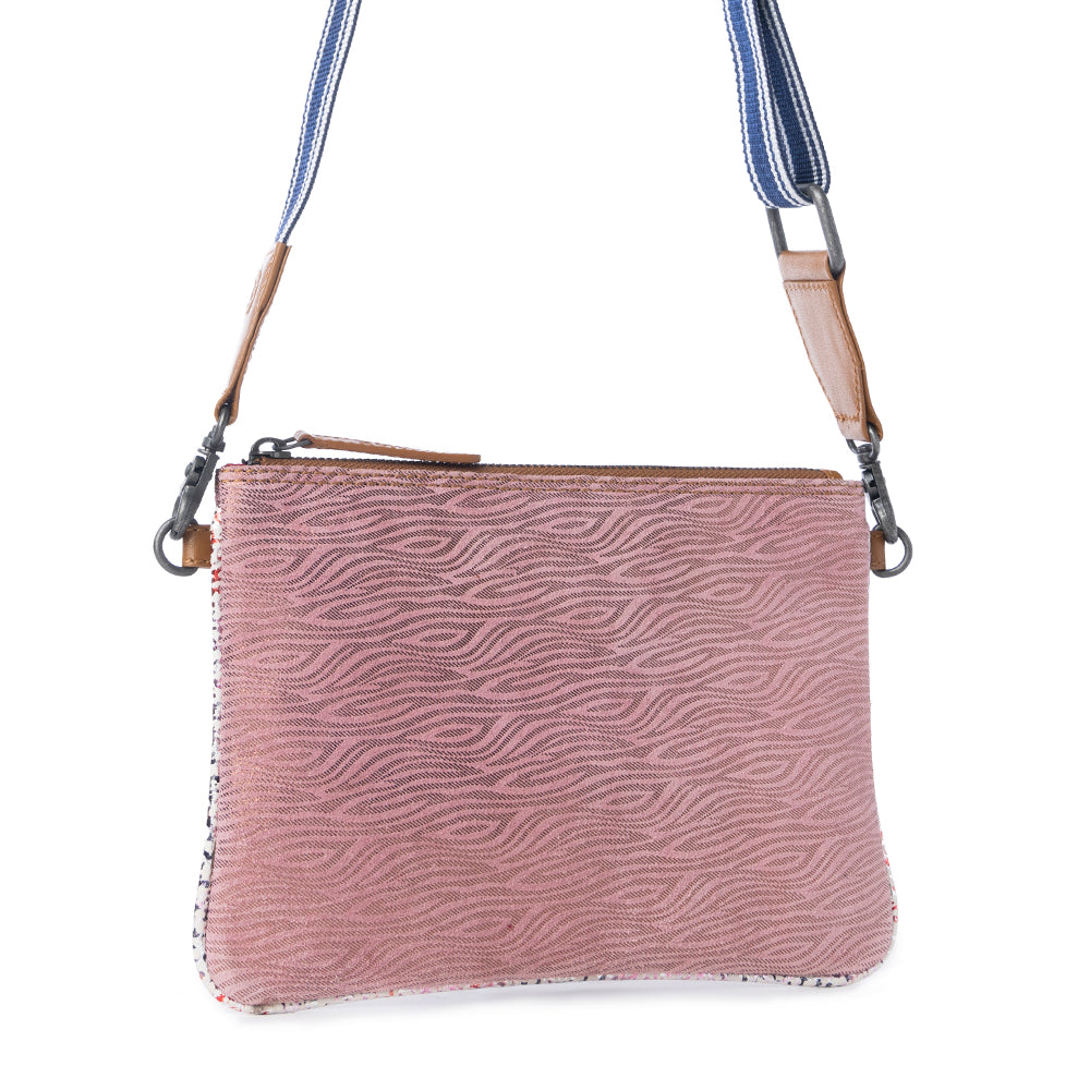Rosette Trail Leather Bag in Mauve Snake Print