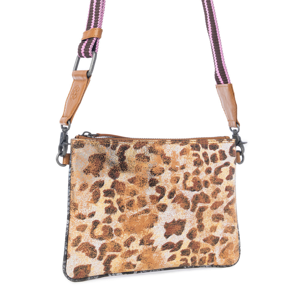 Safari Dawn Leather Bag in Golden Snake Print