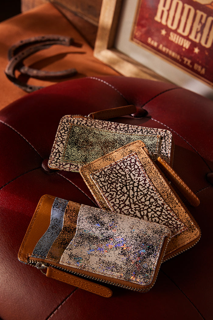 Oasis Gleam Leather Wallet in Sapphire Snake Print