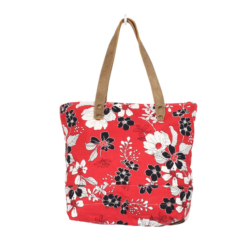 Coral Flower Tote Bag - Myra Bags