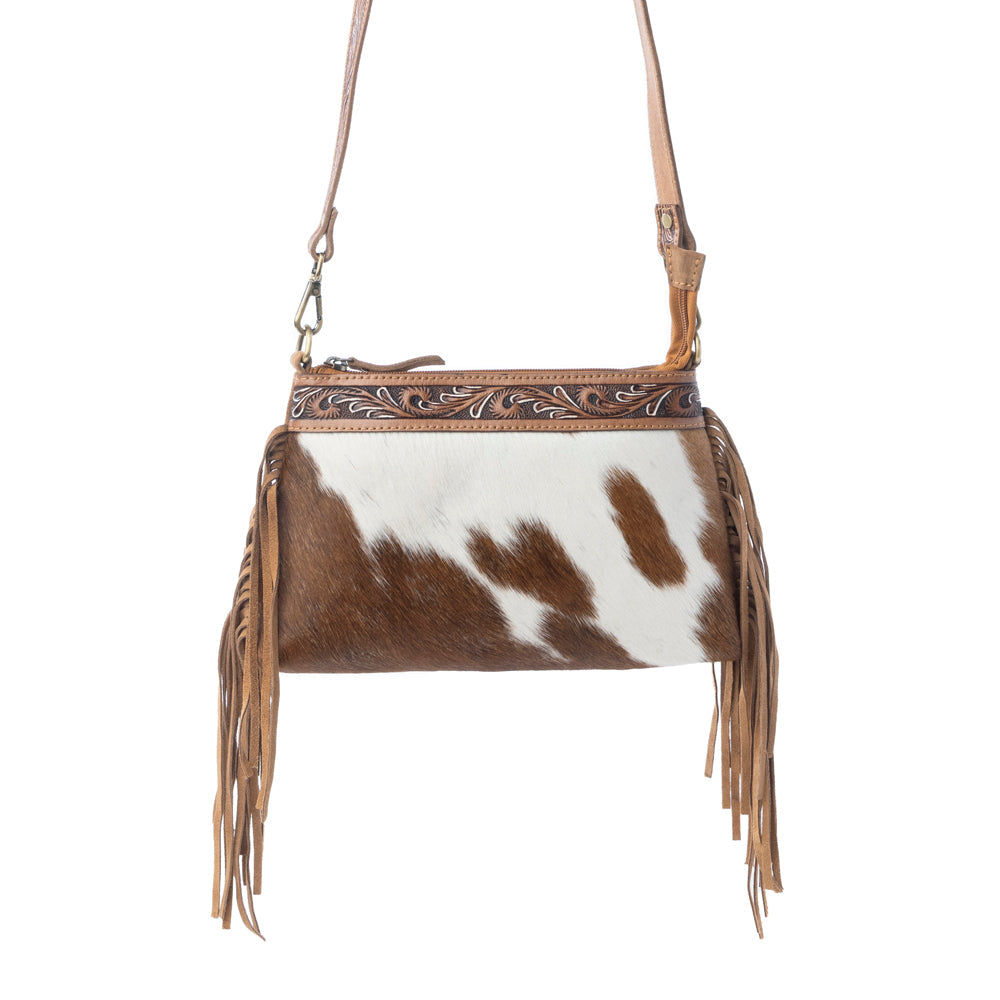 Wild Mirage Hairon Leather Bag with Fringes in Ivory Range