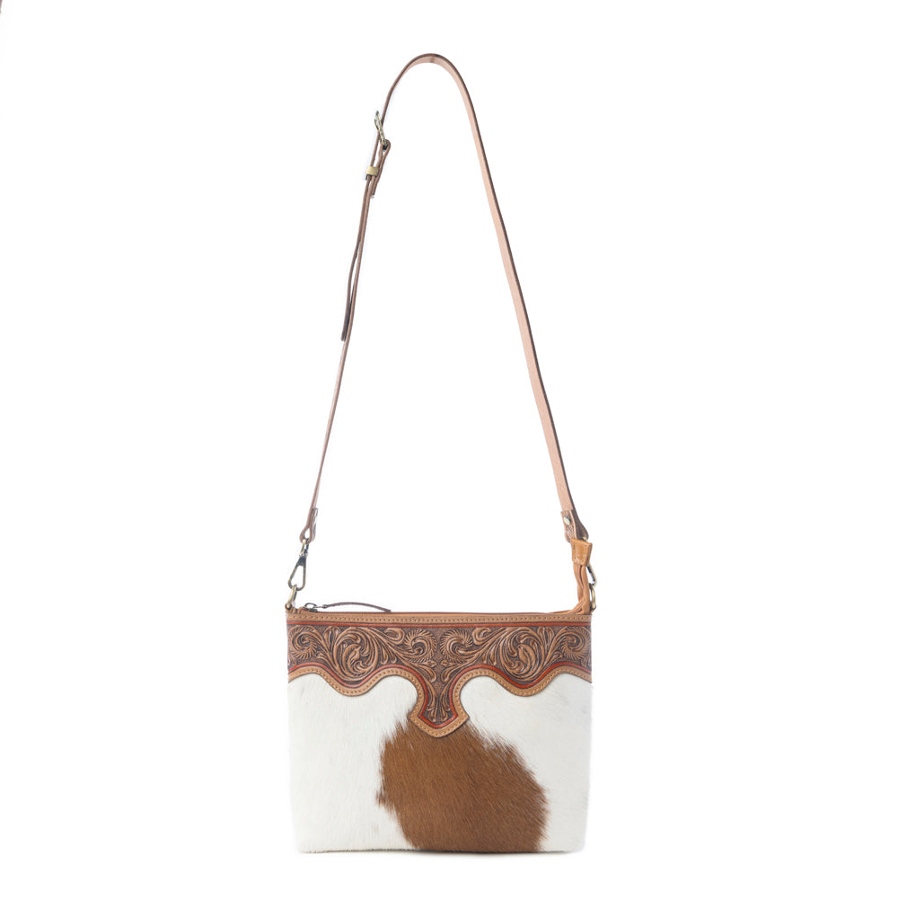 Sienna Grace Handtooled Hairon Leather Bag in Western Copper