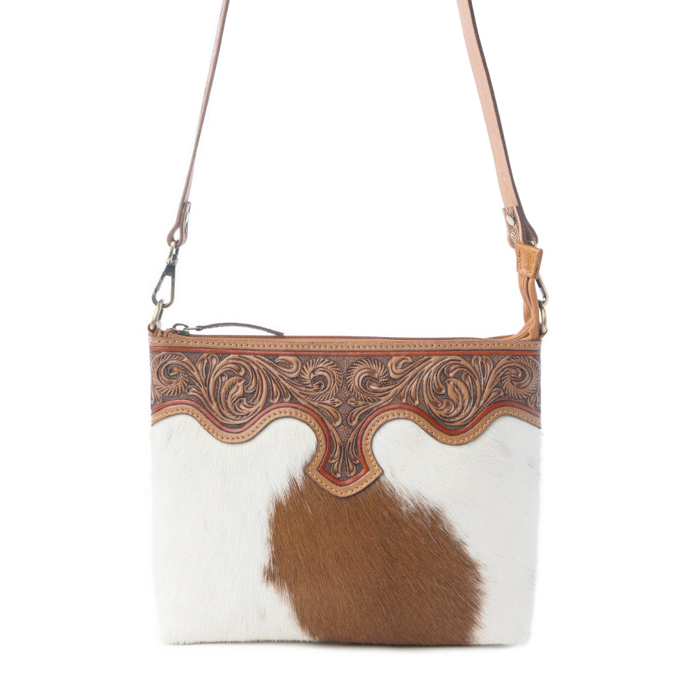 Sienna Grace Handtooled Hairon Leather Bag in Western Copper
