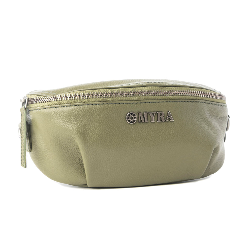 Juniper Sage Leather Fanny Pack in Olive Trail