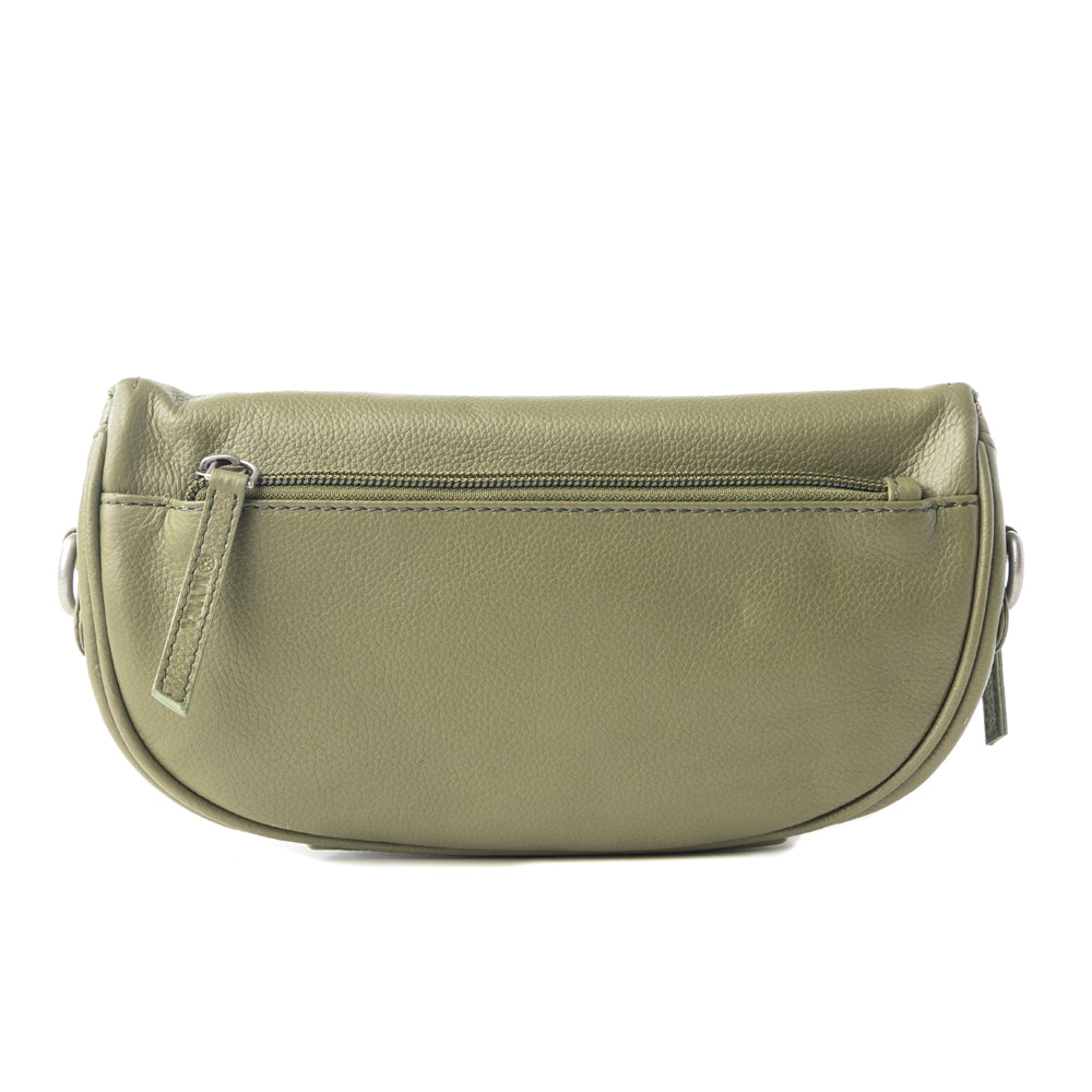 Juniper Sage Leather Fanny Pack in Olive Trail