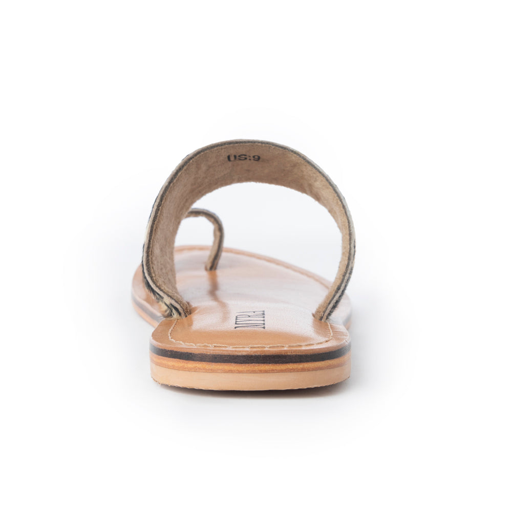 Cattle Trail Hairon Leather Sandals in Ivory Cowhide