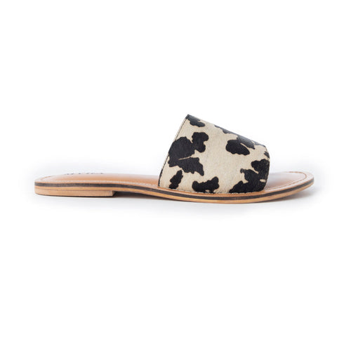 Mojave Herd Hairon Leather Sandals in Creamhide White