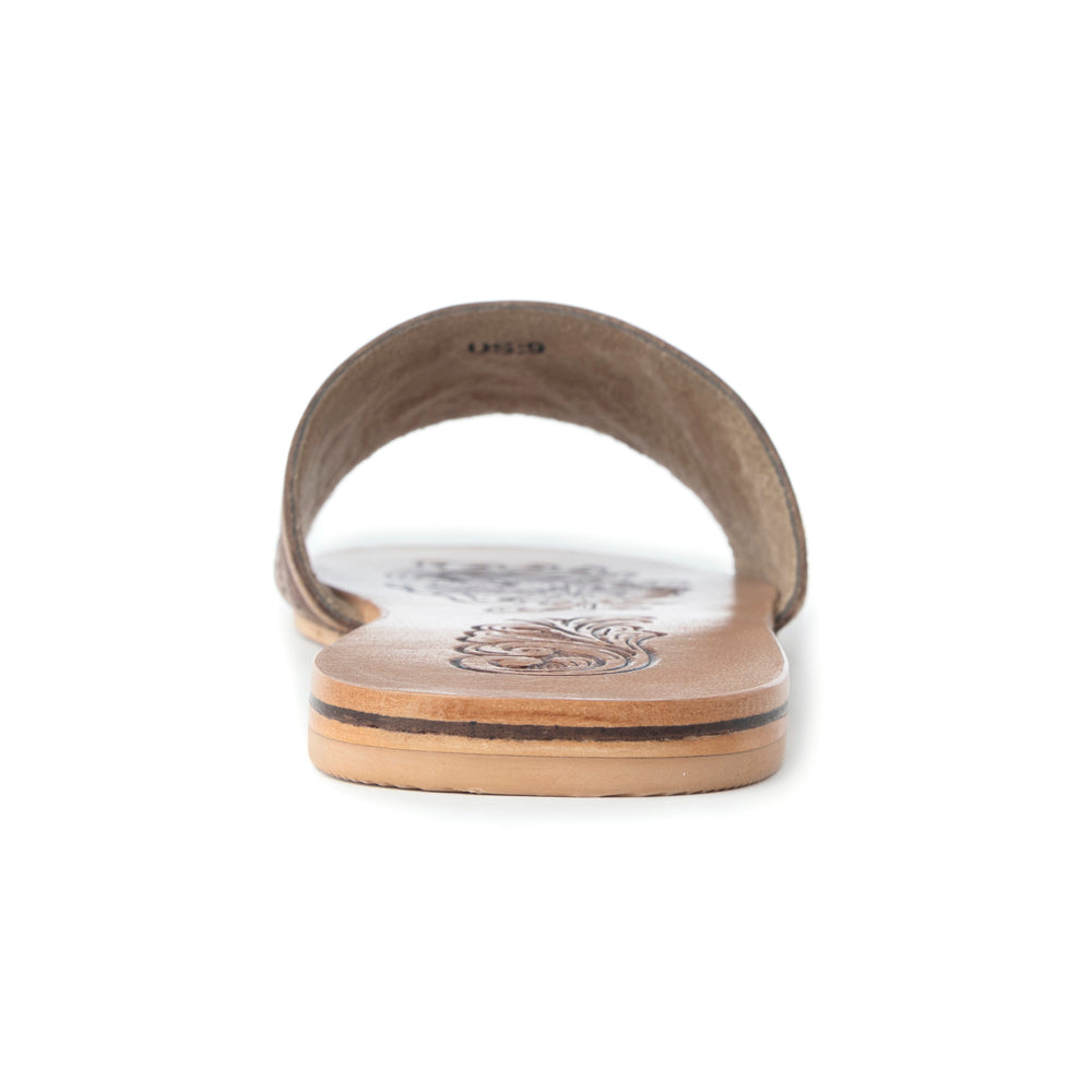 Cactus Lace Handtooled Leather Sandals in Charred Brown