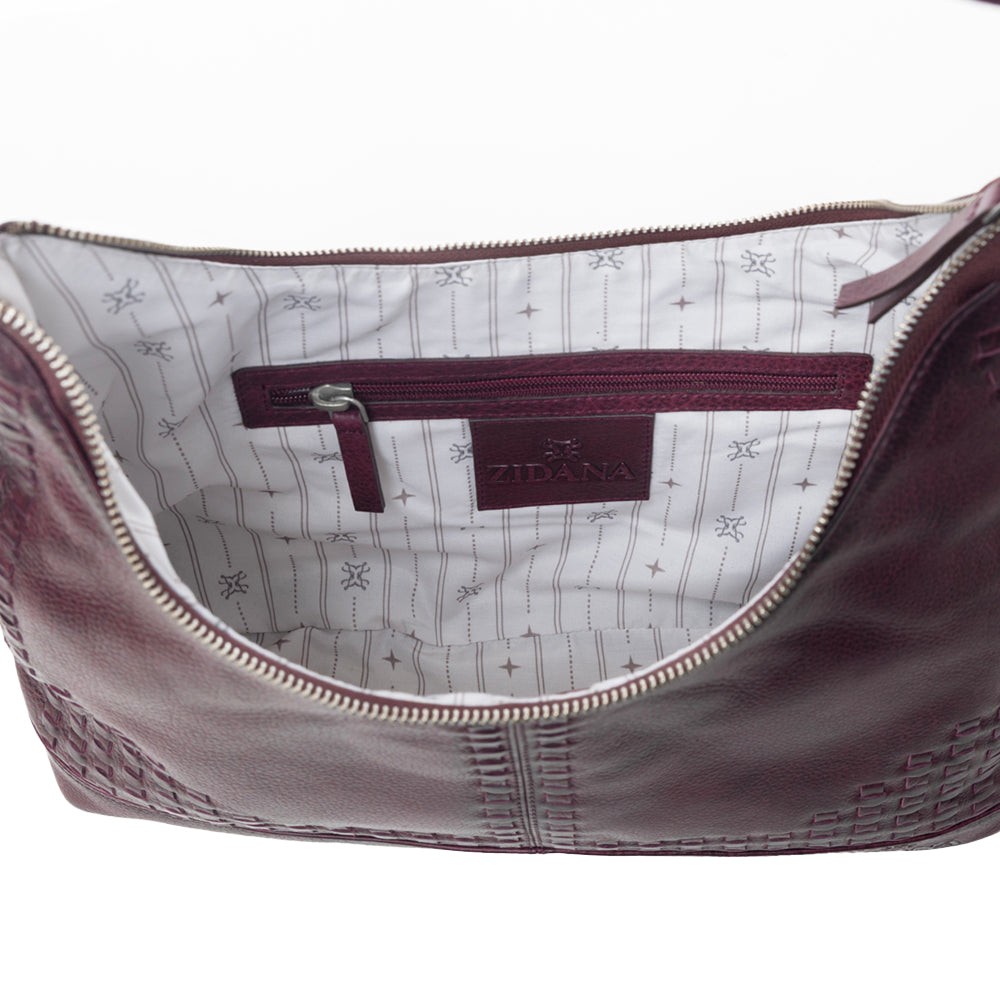 Myra Zidana Marlowe Dusk Veg Tanned Leather Bag in Deep Plum