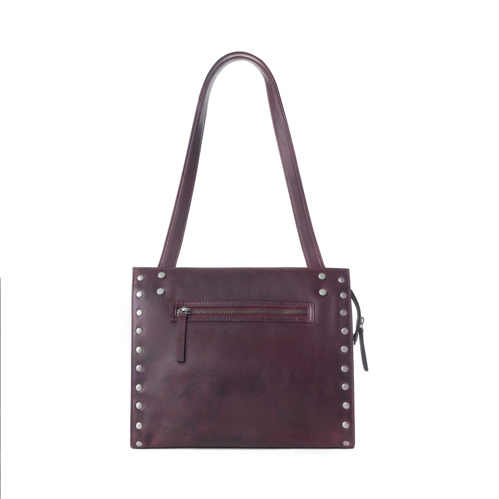 Myra Zidana Aria Amethyst Veg Tanned Leather Tote Bag in Royale Mauve
