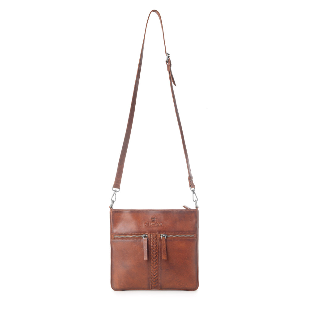Zidana El Paso Twin Veg Tanned Leather Crossbody Bag Variant Combo