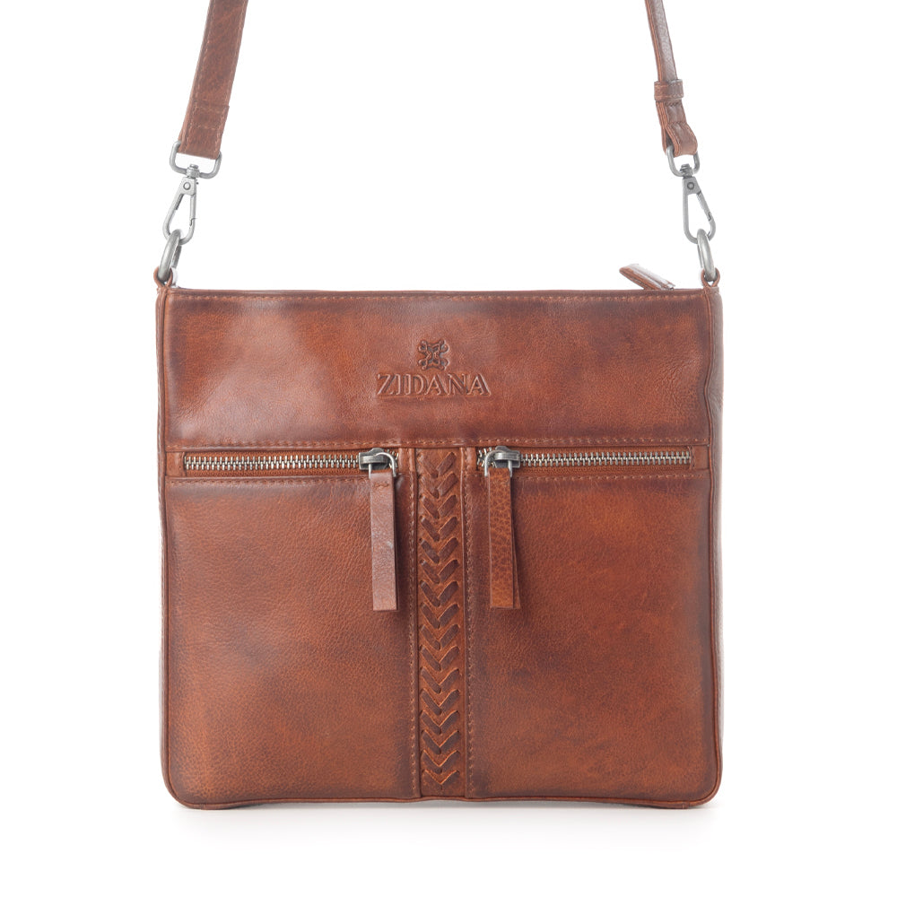 Myra Zidana El Paso Twin Veg Tanned Leather Crossbody Bag in Wildwood