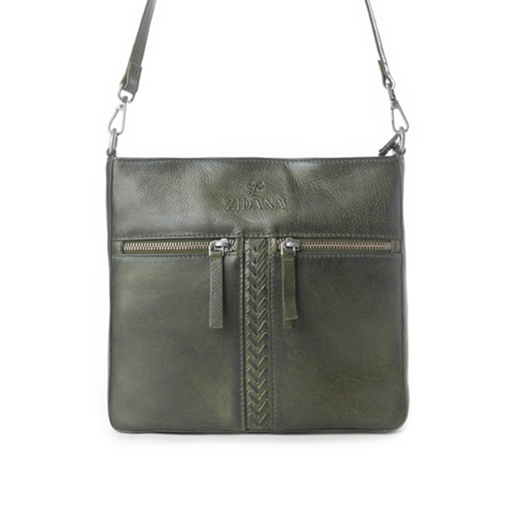 Zidana El Paso Twin Veg Tanned Leather Crossbody Bag Variant Combo