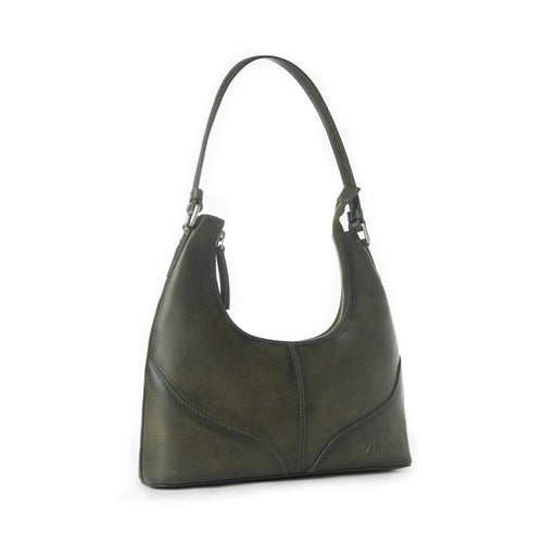 Myra Zidana Winchester Loop Veg Tanned Leather Shoulder Bag in Midnight Olive