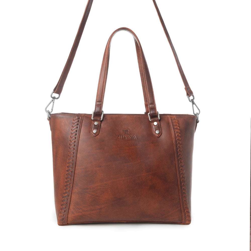 Myra Zidana Arista Bloom Veg Tanned Leather Handbag in Amberwood