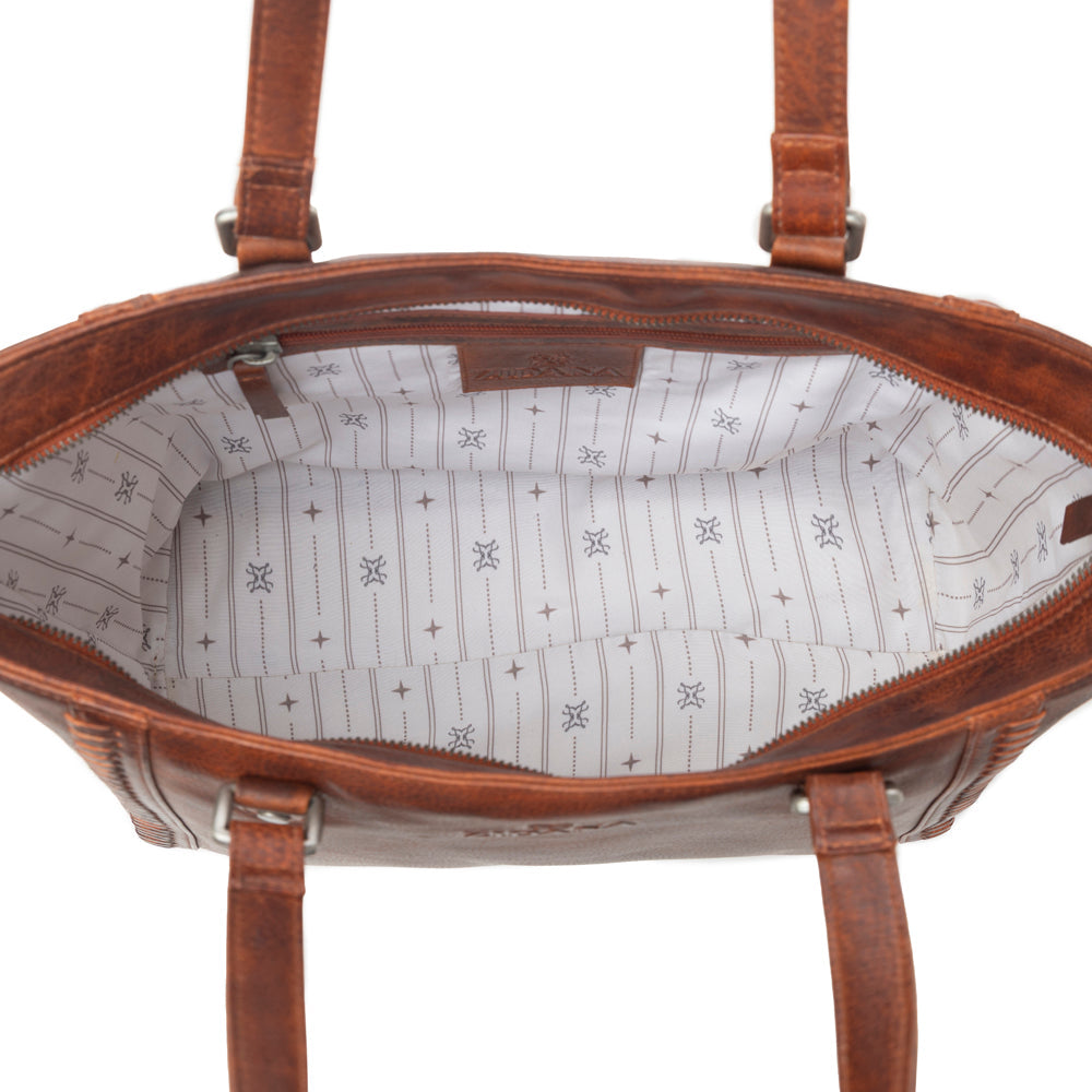 Myra Zidana Arista Bloom Veg Tanned Leather Handbag in Amberwood