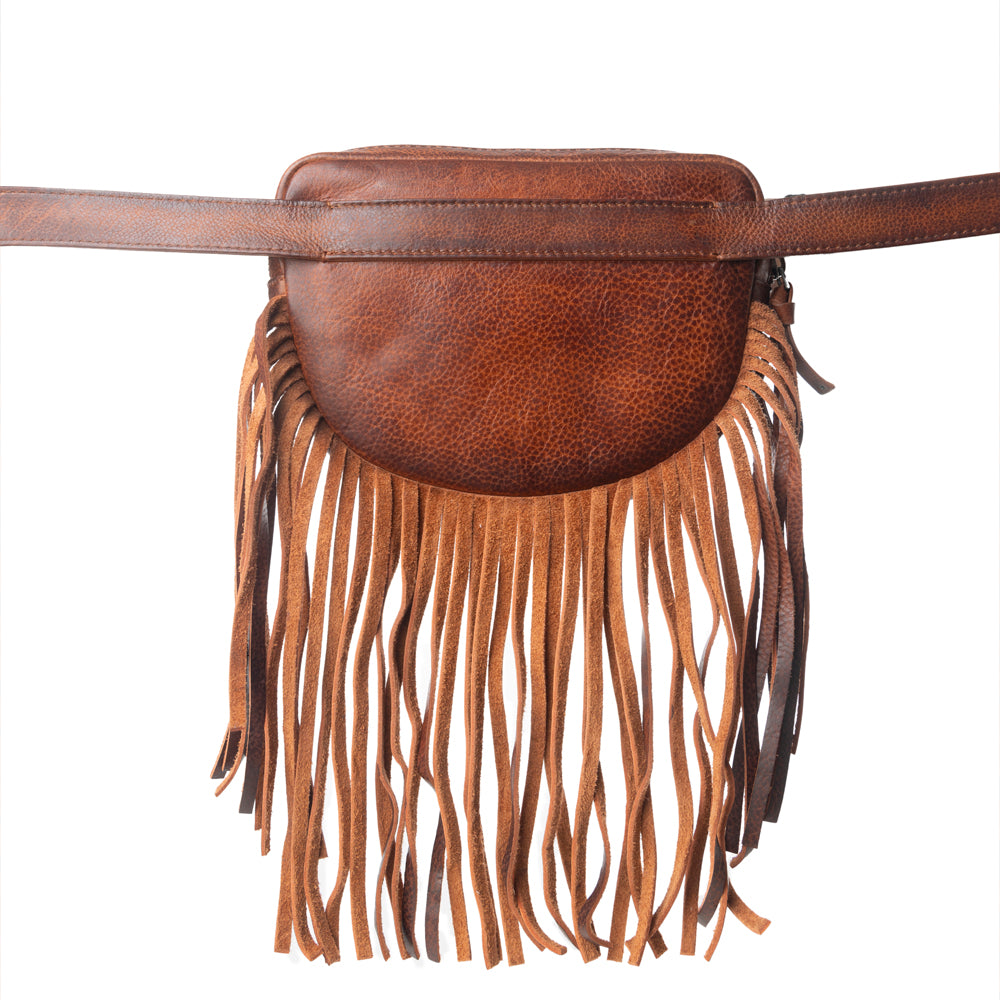 Zidana Stormy Trails Fringed Veg Tanned Leather Bag Variant Combo