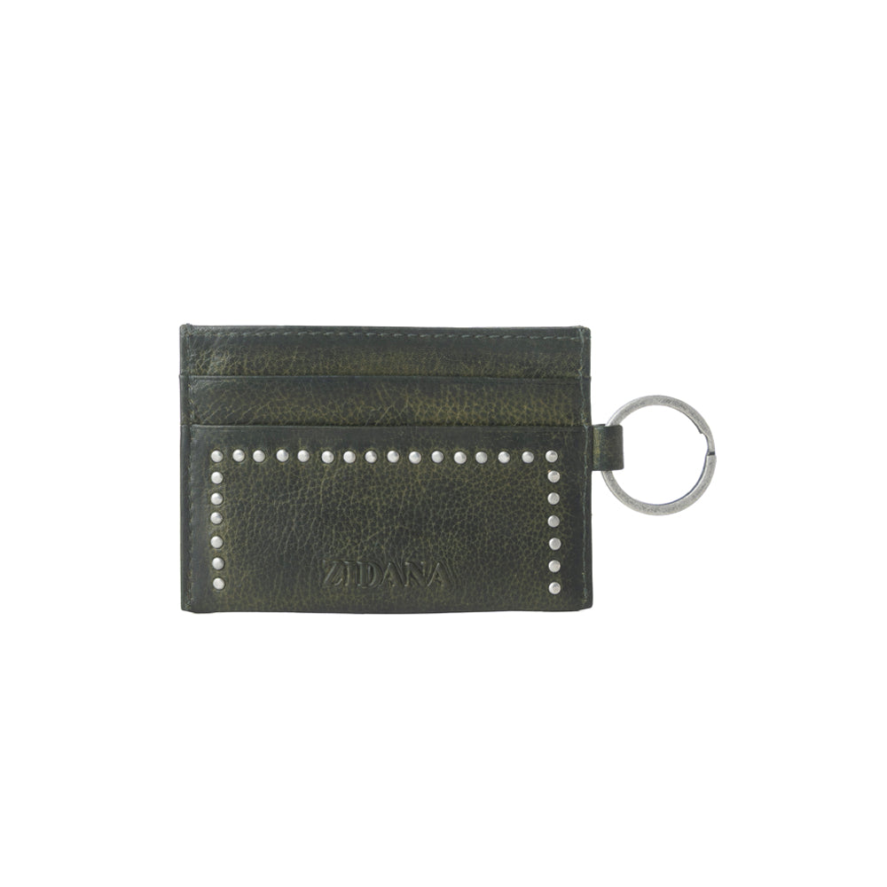 Myra Zidana Steelhoof Studded Veg Tanned Leather Wallet in Ranch Pine