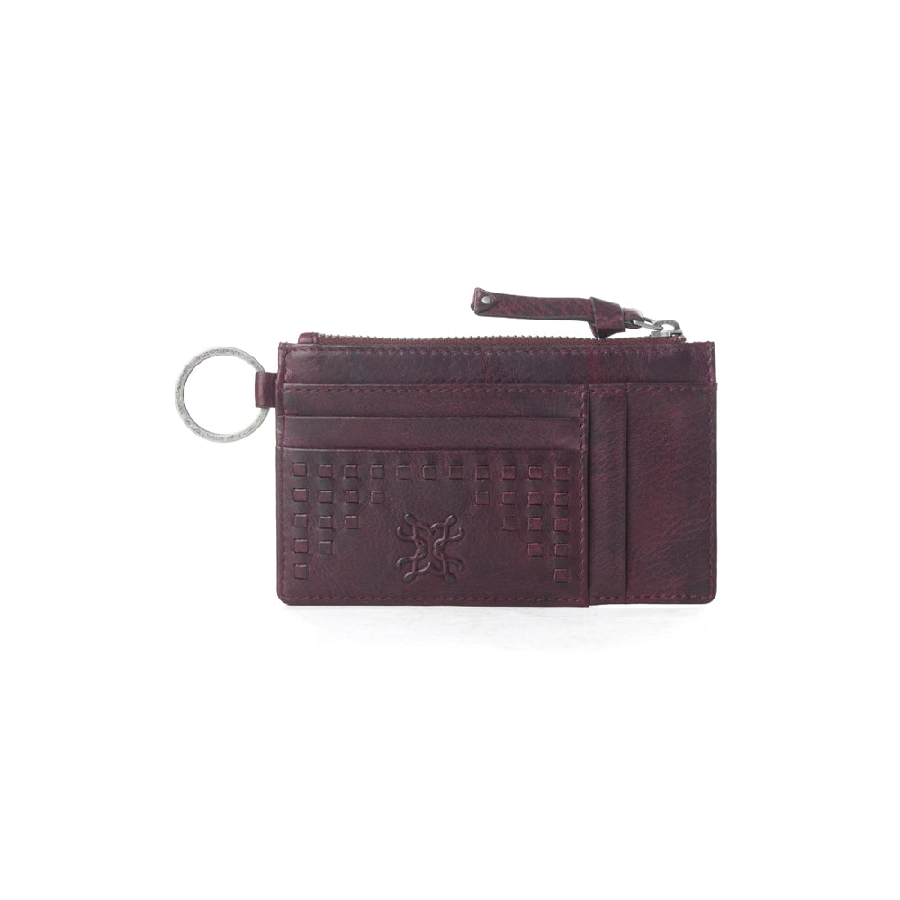 Myra Zidana Vino Braided Veg Tanned Leather Wallet in Noir Rouge